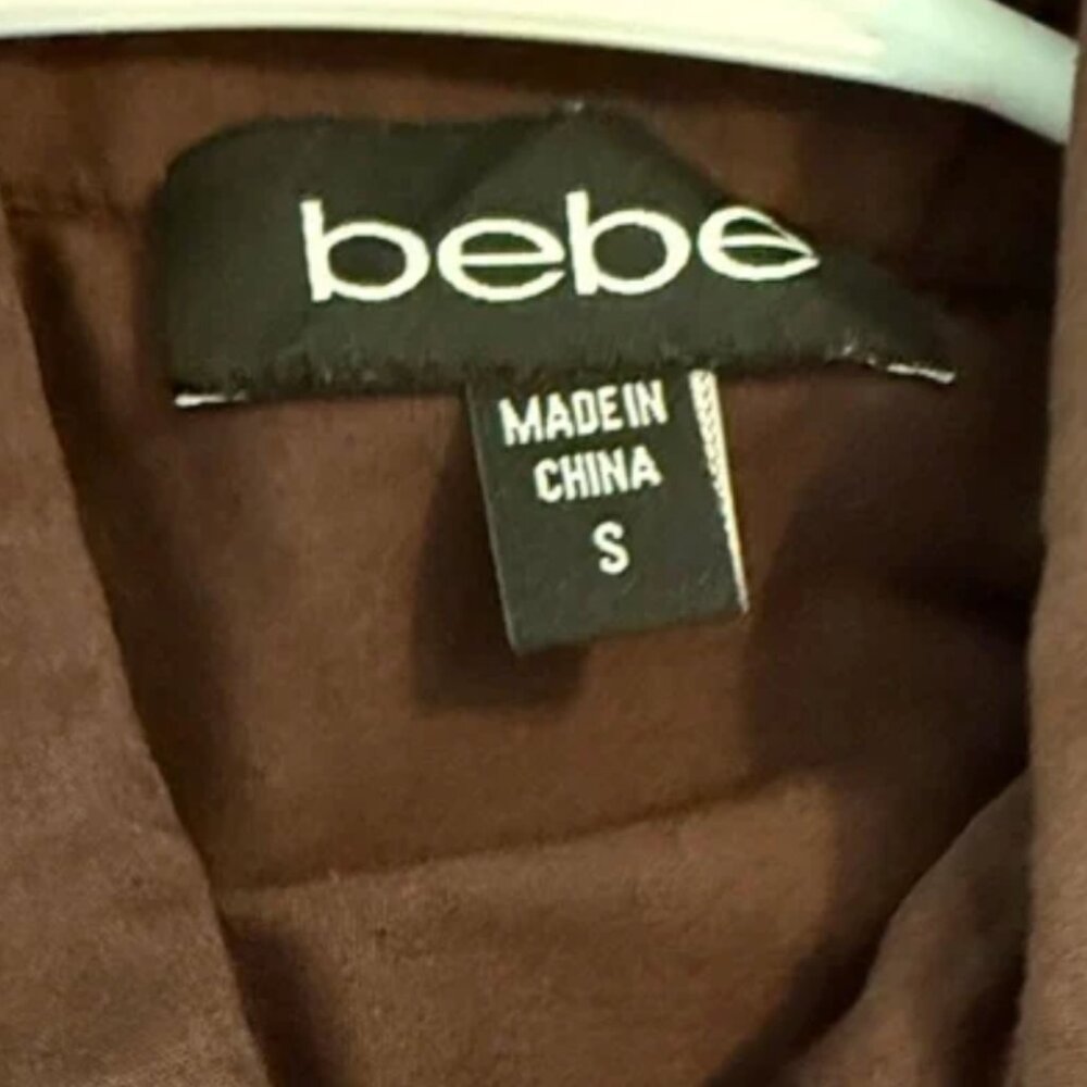 Bebe Chocolate Ruffle Blouse Small - Picture 5 of 13